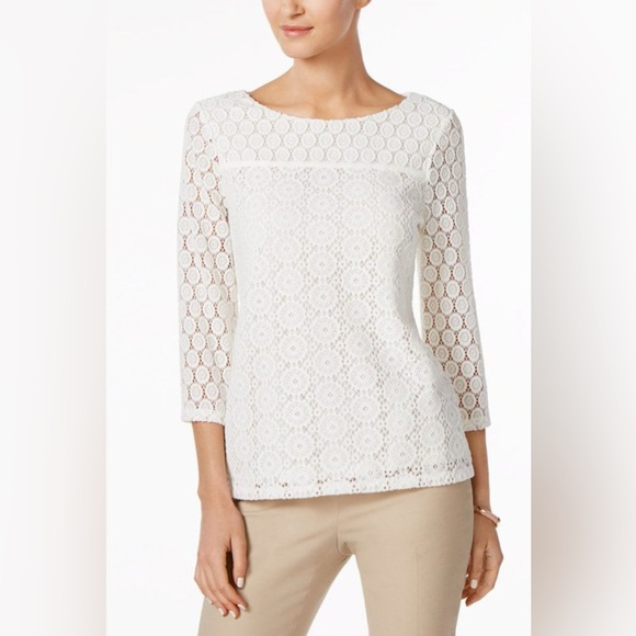 Charter‎ Club Lined Laced Blouse - Picture 1 of 5